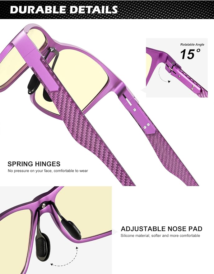 ANYLUV Carbon Fiber Reading Glasses for Men Women, Blue Light Blocking Computer Readers, Anti Glare Spring Hinge