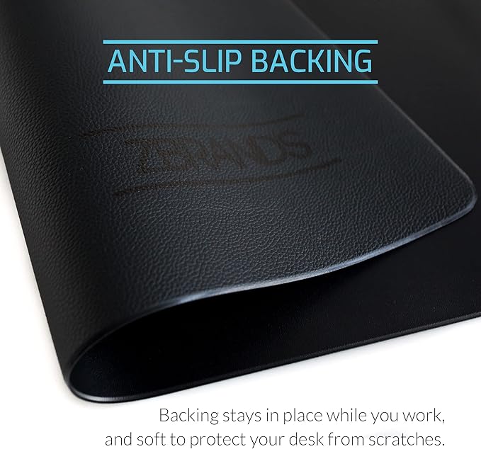 ZBRANDS Leather Desk Mat for Keyboard and Mouse 24" x 17", Midnight Black Desk Pad, Extended Non-Slip Rectangular Keyboard Pad, Laptop and Desktop Computer Keyboard and Mouse Pad, Desk Blotter Mat