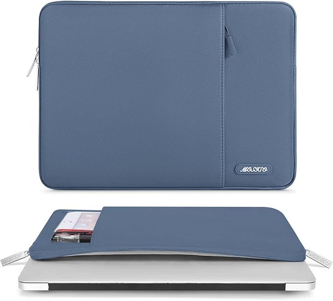 MOSISO Laptop Case 13.3 inch, 13-13.3 inch Laptop Sleeve Compatible with MacBook Air/Pro 13/Pro 14 M5 M4 M3 M2 M1, HP Dell ASUS Lenovo,Polyester Vertical Computer Sleeve Bag with Pocket, Steel Blue