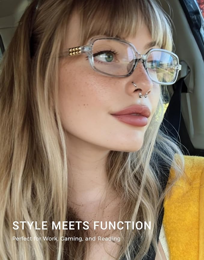 Slocyclub Square Blue Light Blocking Glasses for Women Men Vintage Rectangular Frame Eyeglasses Retro Small Square Glasses