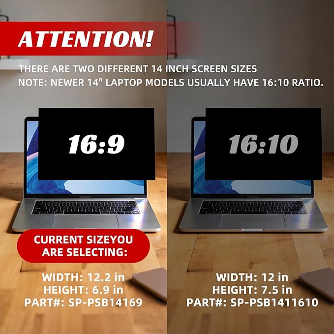 Yamaya 14 Inch Laptop Privacy Screen, Removable 16:9 Aspect Privacy Filter Screen Protector, Anti Peeping