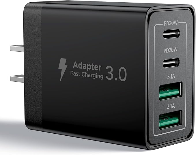 USB C Wall Charger Block, 40W USB C Charger Block QC Wall Plug + PD Power Adapter Multiport Brick Type C Fast Charging Block for iPhone 17 16 15/14 Pro Max/13 Pro/12/11/8, XR/XS/X, Samsung Cube