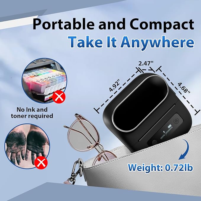 M220 Wireless Label Maker Portable Address Printer for 0.78 to 3.14 Inch Labels, for Home Office and Small Business Organization, Compatible with iPhone Android and PC, with 40x30mm Label
