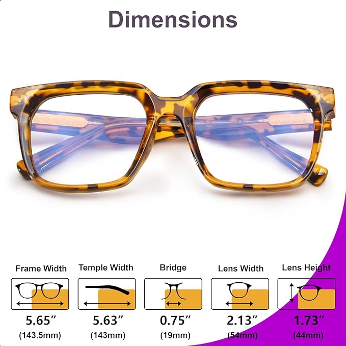 VISOONE Rectangle TR90 Blue Light Blocking Glasses Computer Eyewear with Preppy Look for Women and Men Cougar
