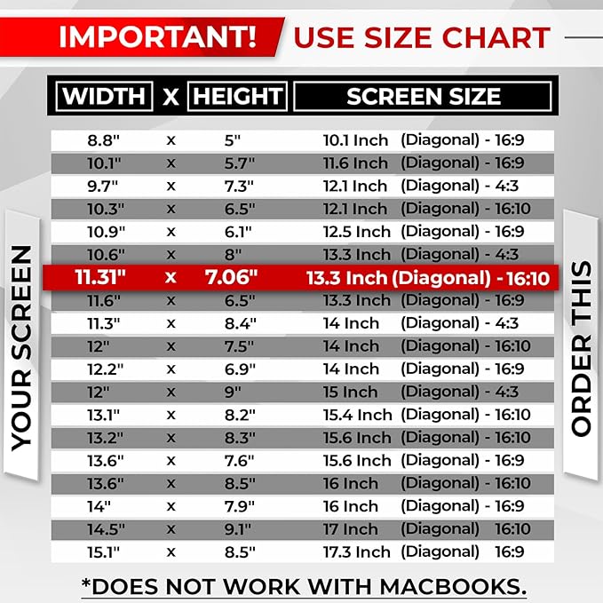 SightPro Magnetic Laptop Privacy Screen 13.3 Inch 16:10 - Patented Removable Laptop Privacy Filter Shield and Protector