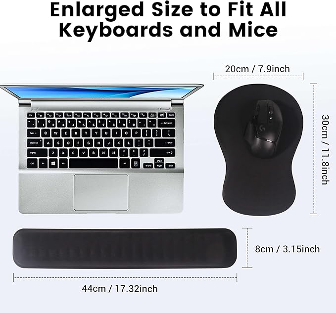 MEKASS Christmas Mouse Pad Ergonomic Mouse Pad and Keyboard Wrist Rest Set, Memory Foam Desk Wrist Support for Computer Keyboard, Non-Slip Wrist Rest for Typing Gaming Office (Green Christmas Tree)