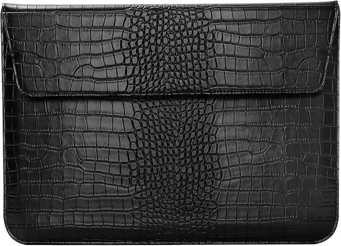 MOSISO Laptop Case 13 inch, 13 inch Laptop Sleeve Compatible with MacBook Air M4 M3 M2 M1 2025-2018 / Pro M2 M1 2025-2016, Crocodile Grain PU Leather Flap Case Bag, Black