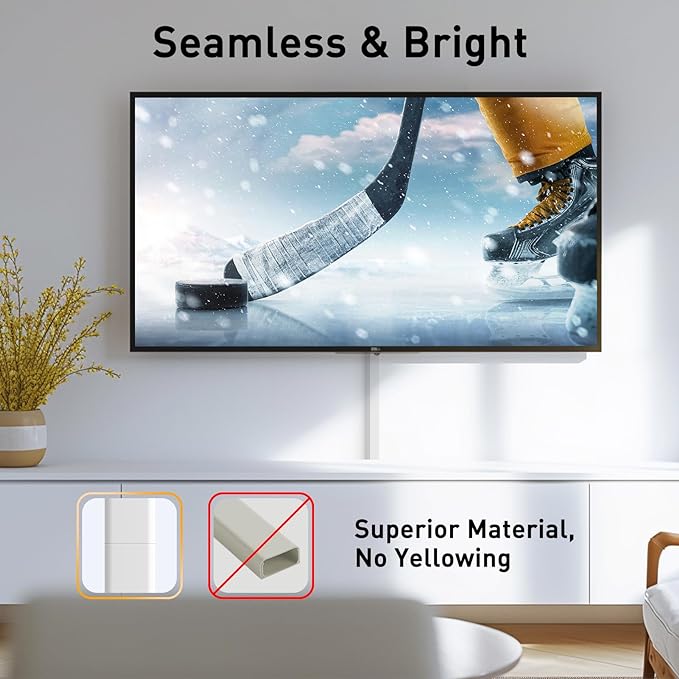 Delamu Cord Hider, 236in Cable Hider, Cord Covers for 2-3 Wires on Wall, Wire Covers for Cords, Wire Hiders for TV on Wall, Easier Setup Cable Cover Cable Management, W0.94 H0.47in,White - Image 6