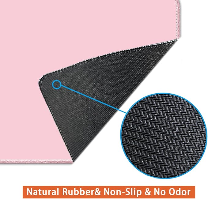Large Mouse Pad, Non-Slip Desk Blotter, Office & Gaming, Pastel Pink, 24x12 inch