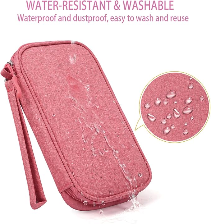 Electronic Organizer Travel Cable Accessories Bag, Electronic Organizer Case, Electronic Accessories Organizer Pouch Bag for Cable, Cord, Charger, Phone, Power Bank, Earphone (Pink)