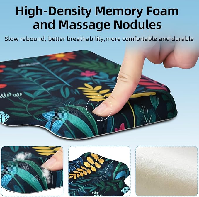 TIDALSOIL Ergonomic Mousepad with Slow-Rebound Memory Foam Wrist Rest - Ultra Smooth Surface, Non-Slip Base, Desk Essential for Office, Design, Gaming, 9.4"x8.1"