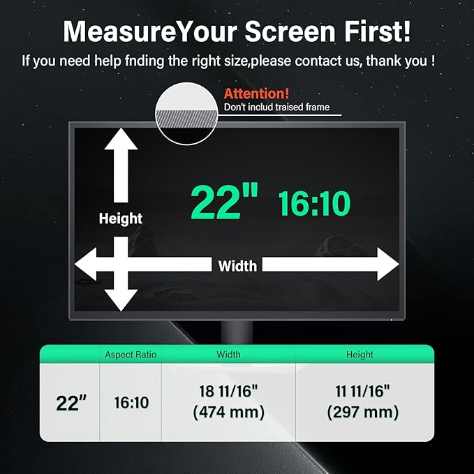[2 Pack] 22 Inch Computer Privacy Screen for 16:10 Aspect Ratio Widescreen Monitor, Eye Protection Anti Glare Blue Light Computer Monitor Privacy Filter, Removable 22 in Protector Film