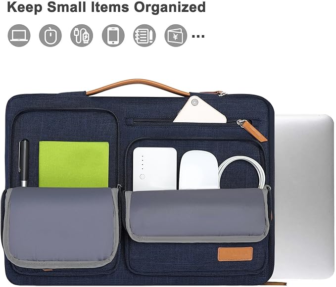 MOSISO 9-11 inch Tablet Sleeve Case for iPad A16 2025, iPad Air 11 inch M3 M2, iPad Pro 11 M4, iPad 10/9/8/7th, Galaxy Tab A9+/S9/S8/Plus 11, Side Open Carrying Bag with 4 Zipper Pockets, Navy Blue