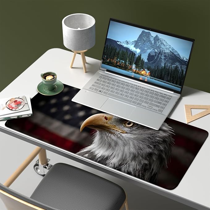Mouse Pad, Large Anti-Slip with Stitched Edges Desk Mat Desktop Laptop Computer Desk Keyboard Mat,Table Protector Blotter Mat (Eagle, 31.5" x 11.8")