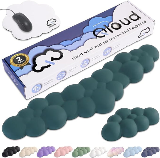 Create-ables Qloud Cloud Wrist Rest Keyboard Wrist Rest for Computer Keyboard Pad, Cloud Keyboard Wrist Rest, Wrist Pad for Keyboard, Memory Foam, Non Slip Base, Comes with Mouse Pad - Dark Teal