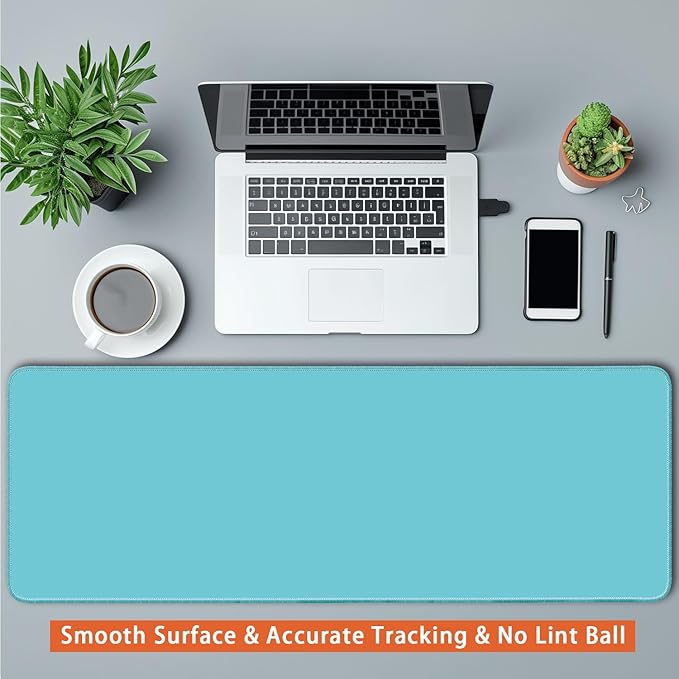 Large Mouse Pad, Non-Slip Desk Blotter, Office Desk Mat, Desk Pad Protector, Laptop Desk Pad, Desk Writing Pad for Office and Home, Cyan, 31x12 inch