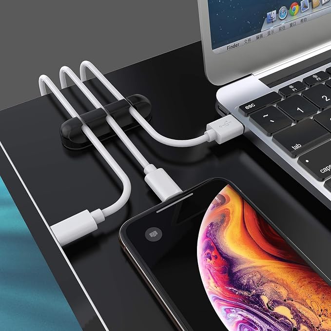 SOULWIT Cable Holder Clips, 3-Pack Cable Management Cord Organizer Clips Silicone Self Adhesive for Desktop USB Charging Cable Nightstand Power Cord Mouse Cable Wire PC Office Home - Image 2