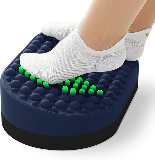 Foot Rest for Under Desk at Work, Home Office Foot Stool, Ottoman Foot Massager for Plantar Fasciitis Relief, Soft Silicone Footrests, Anti-Fatigue (Blue)