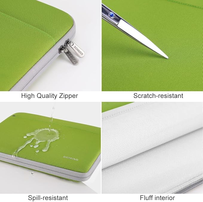 DOMISO 15.6 inch Laptop Case Sleeve Protective Cover Compatible with 16 inch MacBook Pro M4 M3 M2/Pro Max,15.6-16 inch HP Dell ASUS Lenovo Chromebook,Waterproof Computer Cases Bag,Tender Green