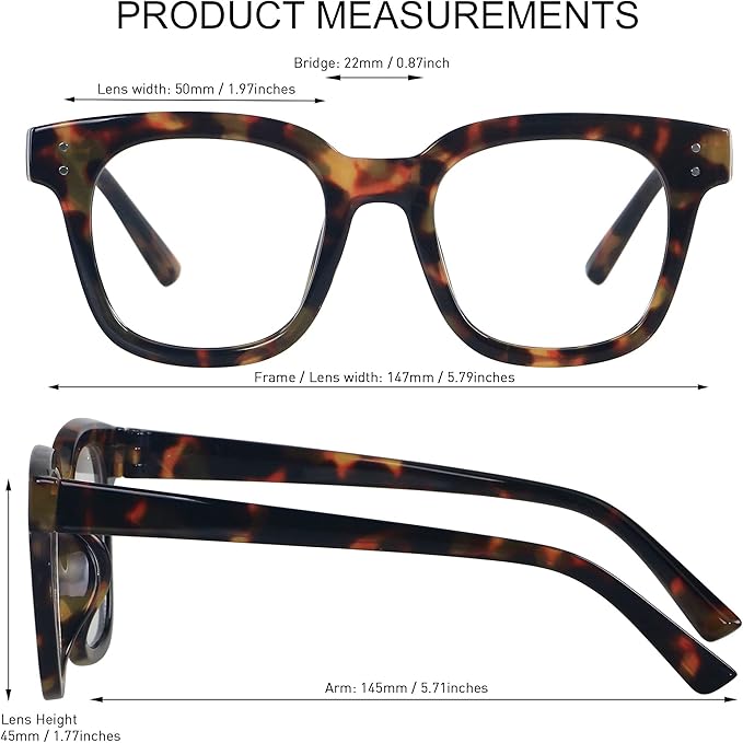 ANDWOOD Blue Light Blocking Glasses Women Computer Screen Oversized Bluelight Blocker for Big Heads Anti Eye Strain