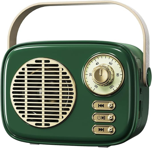 Retro Bluetooth Speaker, Vintage Decor, Gifts for Women Men Teen Girls,Portable Wireless Bluetooth Speaker, Cute Aesthetic Style for Office Kitchen Desk Bedroom Outdoor Support USB/TF Card/AUX (Green)