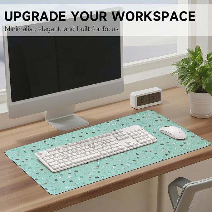AUPET Leather Desk Pad Blotter Mat, Large Mouse Pad, Non-Slip Waterproof Desk Writing Pad Protector, Desk Decor for Office，Home，Gaming (Mint Chocalate Starry, 35.4X15.7 inch)