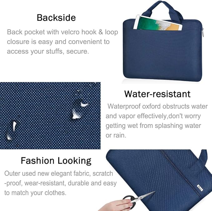 Voova Laptop Bag 15.6 Inch, 360° Protective Laptop Case Sleeve Compatible with MacBook Air 15 M2/M3/M4, MacBook Pro 15/16, 15-16” Lenovo Dell Hp, Waterproof Computer Bag Slim Briefcase, Blue