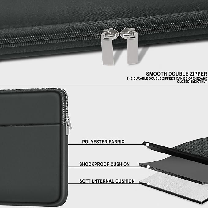 14 inch Laptop Case, Traveling Laptop Sleeve with Zippered Pocket, Shockproof Protective Carrying Briefcase Computer Bag for 14" MacBook Air/Pro, HP, Dell, Lenovo, Acer, Grey