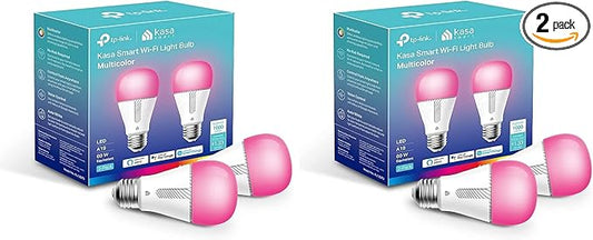 Kasa Smart Bulb,1000 Lumens Full Color Changing Dimmable Smart WiFi Light Bulb Compatible with Alexa and Google Home,11W,A19,2.4Ghz only,No Hub Required (KL135P2),White,(Pack of 4)