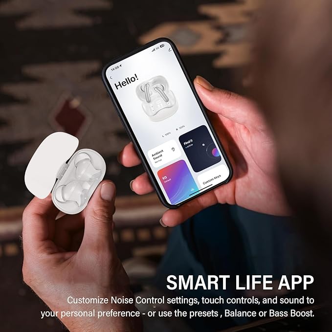 Hybrid Active Noise Canceling Wireless Earbuds, 6 Mics ENC Clear Call Ear Buds, Hi-Res Audio Deep Bass Bluetooth 5.4 Headphones, 48H Playtime, IP7, 8 EQ Modes, Multipoint Connection (White)