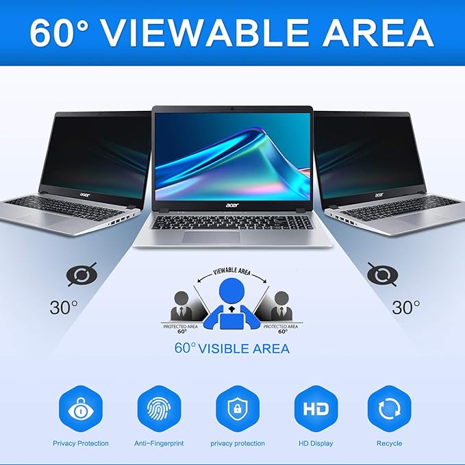 ZOEGAA 12.1 Inch Laptop Privacy Screen Protector, for 12.1 inch 16:9 Aspect Ratio 10.55"x5.94", Laptop Screen Privacy Shield and Anti Blue Light Anti Glare Screen Protector