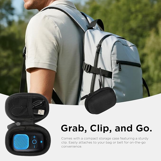 Wearable Bluetooth Speaker, 30H Working Time Clip-On Wireless Jobsite Pro Water-Resistant Portable Speaker, Built-in Mic for Hands-Free Music and Calls (Black)