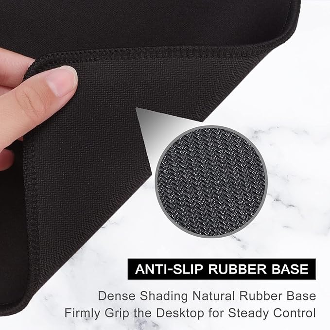 Hsurbtra Mouse Pad, Premium-Textured Square Mousepad 10.2 x 8.3 Inch, Stitched Edge Anti-Slip Waterproof Rubber Pretty Cute Computer Mat for Office Gaming Laptop Women Kids Jet Black