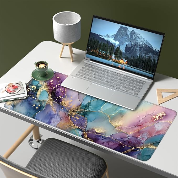 Mouse Pad, Large Anti-Slip with Stitched Edges Desk Mat Desktop Laptop Computer Desk Keyboard Mat,Table Protector Blotter Mat (Purple, 31.5" x 11.8")