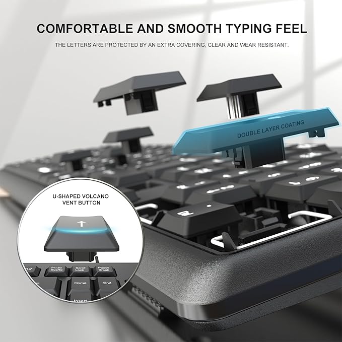 Wired Computer Keyboard, Full Size USB Quiet Keyboard with Number Pad,Slim Compact Soft Basic Laptop Keyboard for Windows PC Office Desktop (Black)