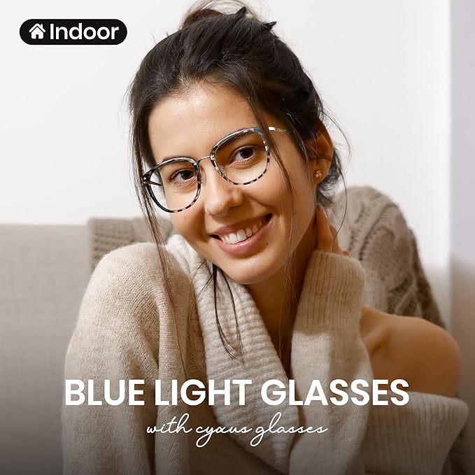 Cyxus Blue Light Glasses Photochromic Lens for Women, Fashionable Computer Glasses on Office Reduce Eye Strain Anti Migraine Great for Working Reading