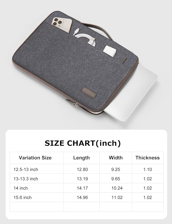 DOMISO Laptop Case Sleeve Protective Cover Compatible with MacBook Air 13 M4 M3 M2,MacBook Pro M2 M1,iPad Air/Pro,13 inch Dell,Lenovo, HP,Asus,Waterproof Computer Cases Bag with Handle,Dark Grey