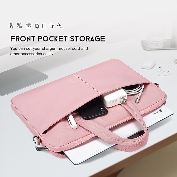 14 Inch Laptop Case Sleeve Carrying Bag for HP Chromebook/EliteBook/Stream, MacBook Air 15.3 M4, Lenovo IdeaPad Flex 5,13.5 Inch Surface Laptop 7/6, ASUS Dell Acer Samsung, Pink
