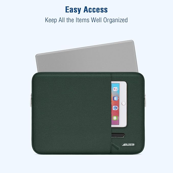 MOSISO Laptop Case 16 inch, 15-15.6 inch Laptop Sleeve Compatible with MacBook Pro 16 M5 M4 M3 M2 M1, HP Acer Dell Lenovo ASUS, Polyester Vertical Computer Sleeve Bag with Pocket, Midnight Green