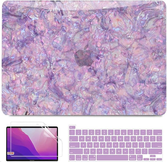 BELKA Compatible with MacBook Pro 13 inch Case M2 2025 2024 2023 2022-2016 A2338 M1 A2251 A2289 A2159 A1989 A1708 A1706, Plastic Hard Shell Case +Keyboard Cover +Screen Protector, Shiny Purple Pearl