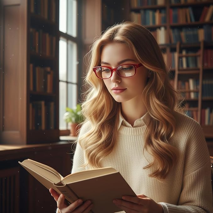 HJSTES Retro Clear Rectangle Glasses for Women Men Fake Blue Light Blocking Lens Narrow Frame Non Prescription Eyeglasses