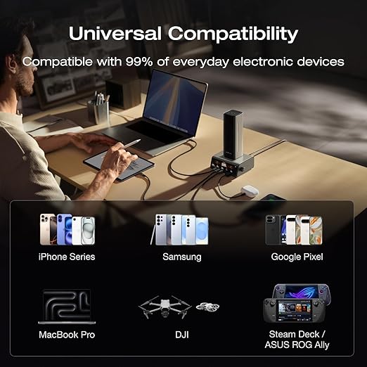 EF ECOFLOW Rapid Pro Power Bank, 27,650mAh 4-Port with 300W Max Output, Portable Charger with 140W Built-in Cable, TSA-Approved, Smart APP, for MacBook Pro/Air, iPhone 17/16Series, Laptops, and More