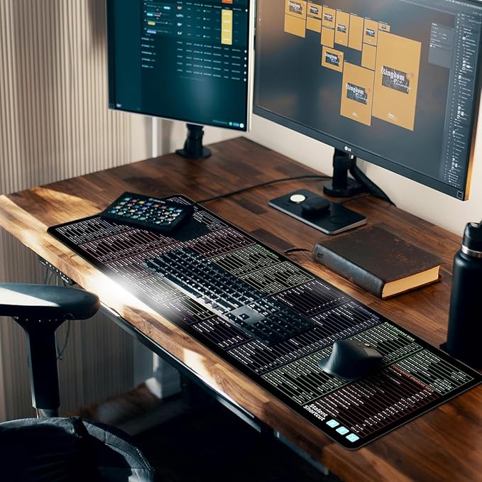 Excel/Word/Power Point/Windows Mouse Pad (31.5"x11.8") Over 200 Keyboard Shortcuts Mousepad Non-Slip & Waterproof Large Gaming Office PC – Compatible with PS/AI/CDR/PR