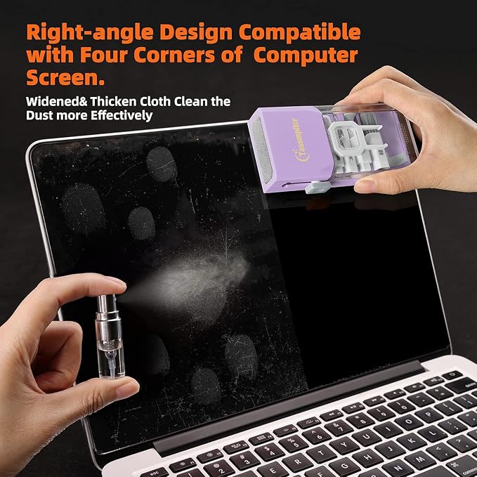 Tassmpitor Laptop Screen Keyboard Cleaner Kit, All in 1 Electronic Cleaning Tool for MacBook iPad iPhone Pro Cell Phone, Brush Tool for Tablet, Computer, PC Monitor,TV Camera Lens with Patent, Purple - Image 4