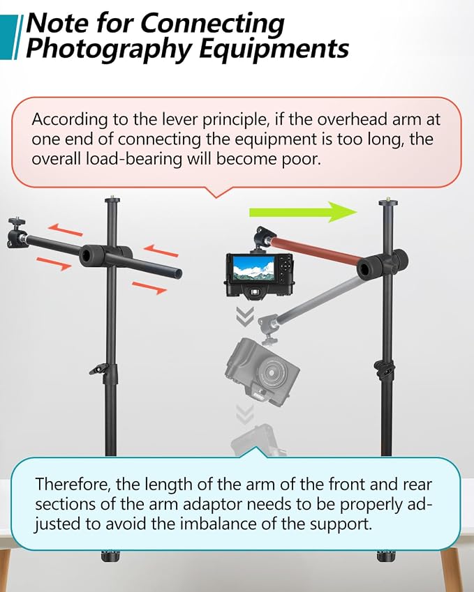 Overhead Camera Mount Desk Stand, Camera Arm Desk Mount Clamp Stand with 360??Adjustable Magic Arm, Webcam Arm Mount Stand w Ballhead Phone Mount for Desk Logitech Microphone Video Light Cell Phone - Image 6
