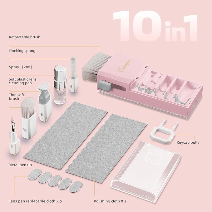 Tassmpitor Keyboard Cleaning Kit, All in 1 Laptop Cleaning Kit for MacBook iPhone iPad Camera Lens Airpods Computer, Compact Keyboard Cleaner with Spray and Brush, Multitool for Electronic Screen - Image 7