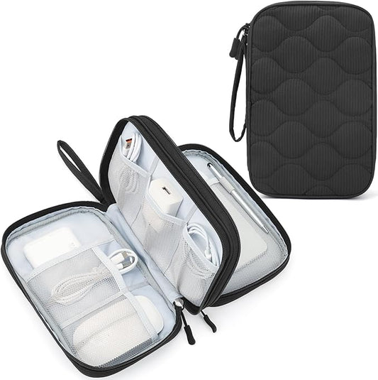 Skycase Tech Pouch - Lightweight Electronics Organizer Travel Case, Double Layers Cable Organizer, All-in-One Storage Bag for Charger, Cord, Phone, Flash Drive, Accessories