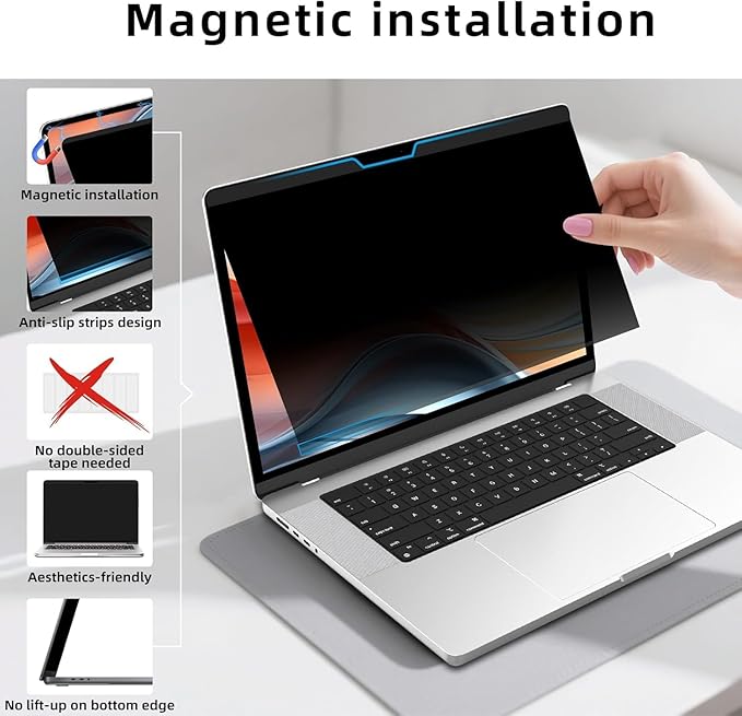 ZOEGAA MacBook Neo Privacy Screen, Magnetic Privacy Screen Protector for MacBook Neo 13 Inch, Anti-Glare Blue Light Blocking Filter for Office Coffee Shop Travel Work Study