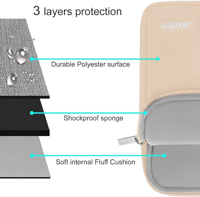MOSISO Laptop Case 16 inch, 15-15.6 inch Laptop Sleeve Compatible with MacBook Pro 16 M5 M4 M3 M2 M1, HP Acer Dell Lenovo ASUS, Polyester Vertical Computer Sleeve Bag with Pocket, Apricot