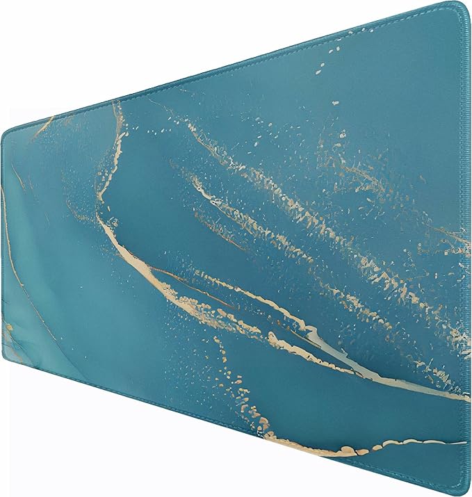 Large Gaming Mouse Pad, 31.5" x15.7" Large Mat with Superior Micro-Weave Cloth, Water Resist Keyboard Mousepad with Non-Slip Base, Laptop Pad for Office Home Gaming, Marble Blue
